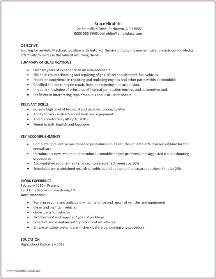 Machine Tech Resume Objective Examples