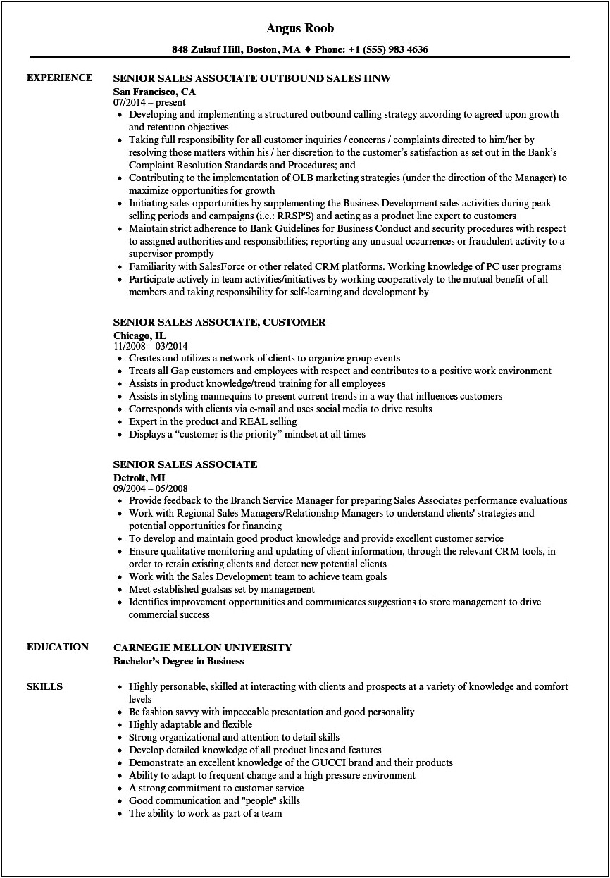 Macy's Sales Manager Resume