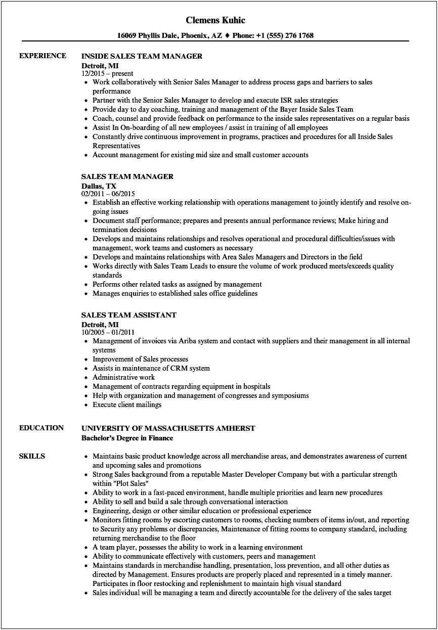 Macy's Store Manager Resume