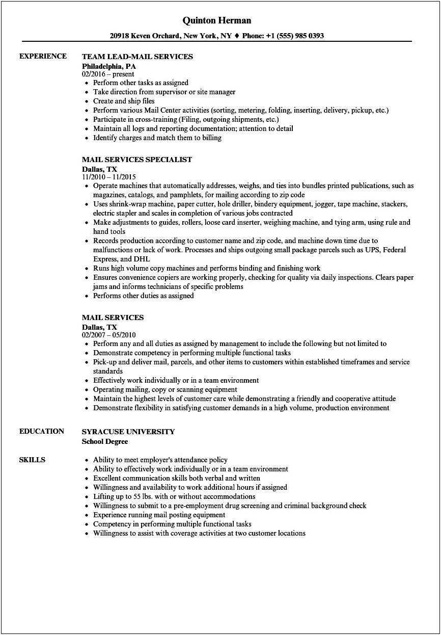 Mailing In A Resume A Good Idea