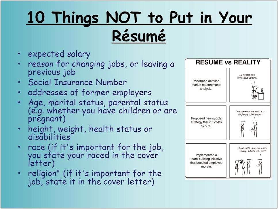 Main Things Not To Put In A Resume