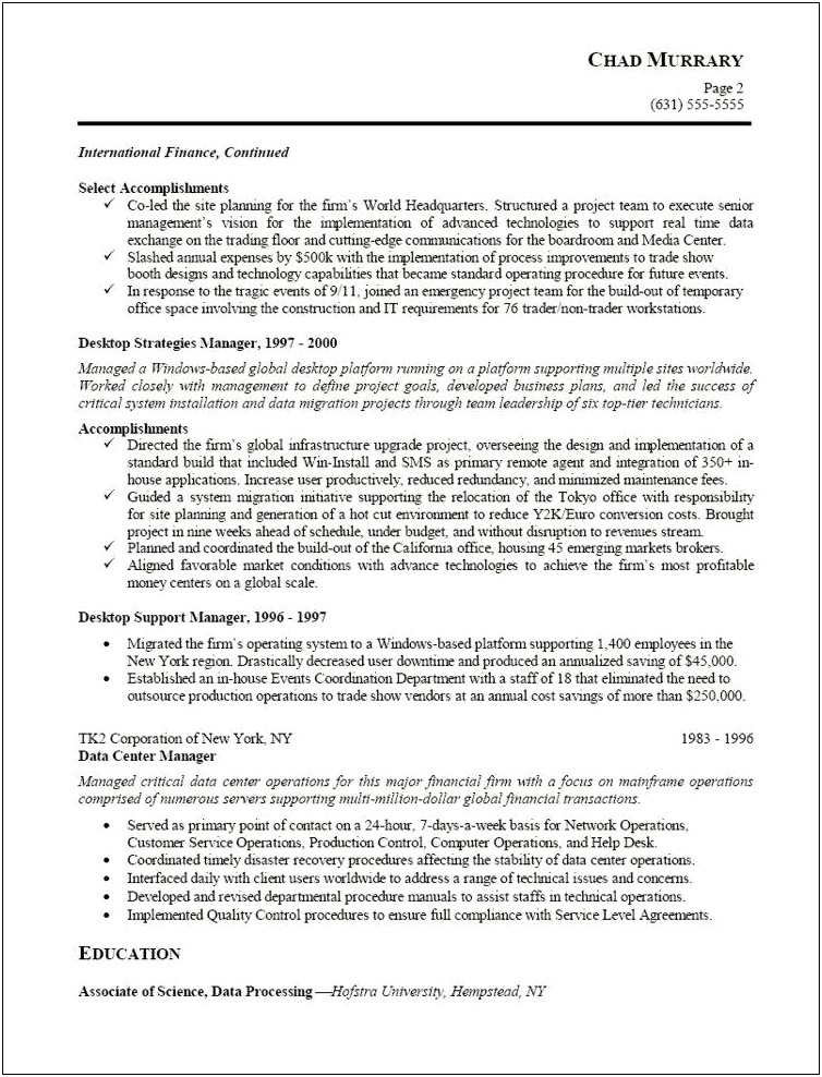 Mainframe Project Lead Resume Sample