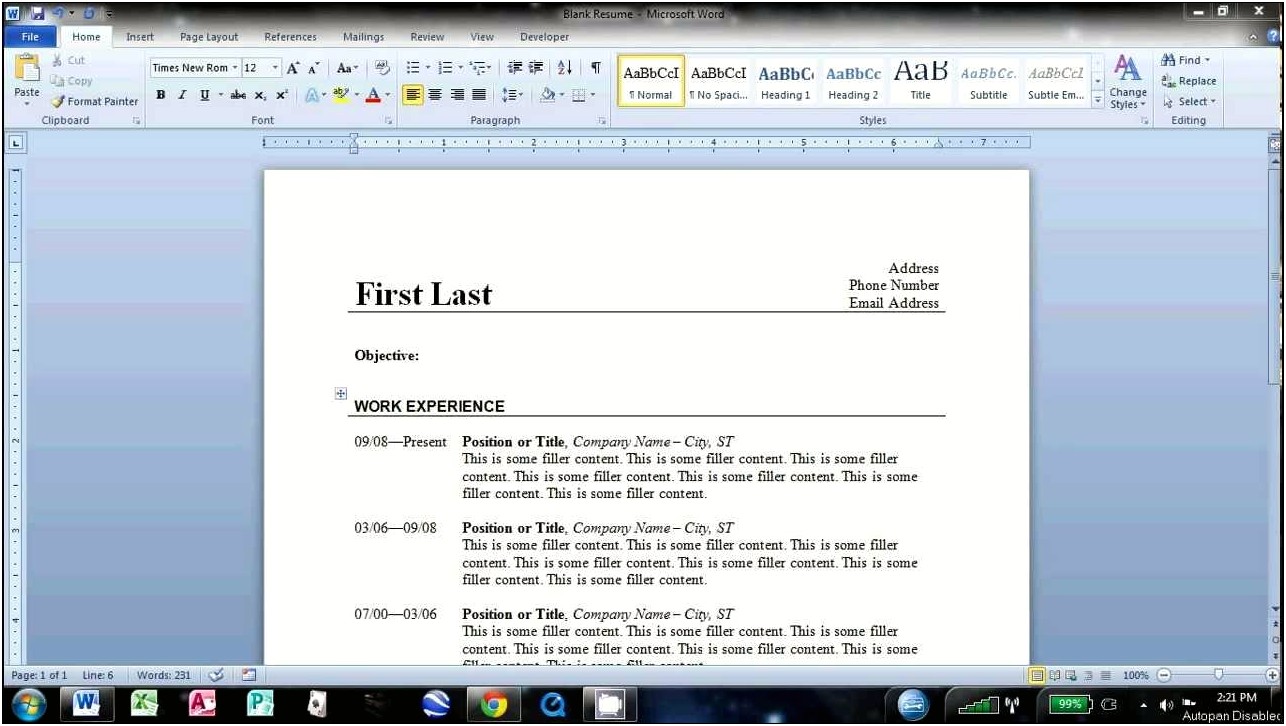 Make Your Own Resume Microsoft Word