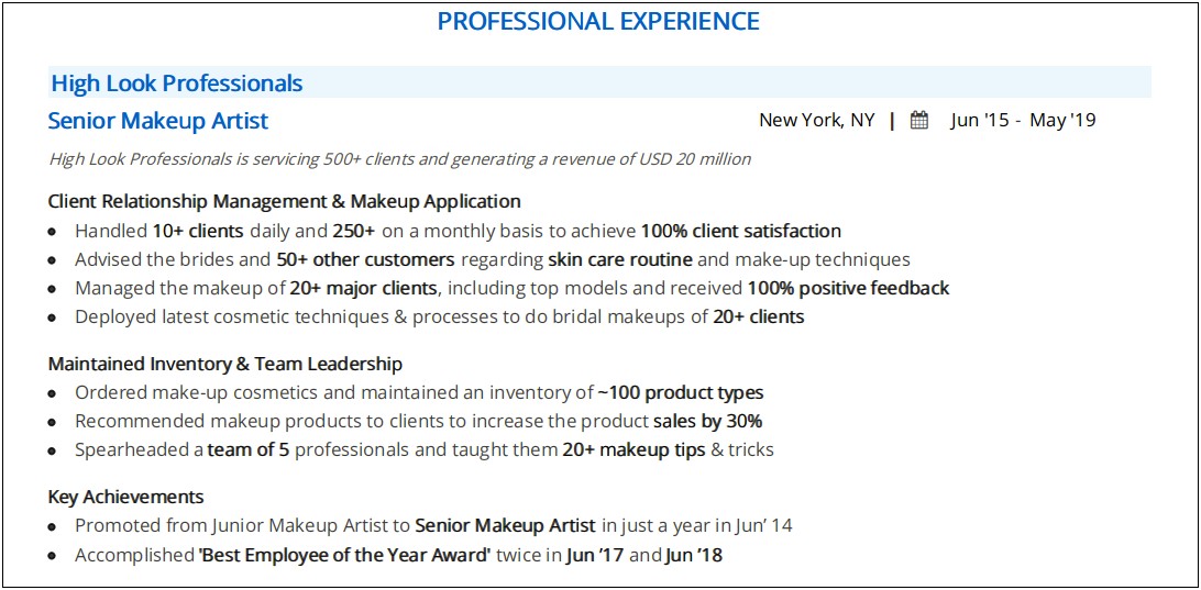 Makeup Artist Skills On Resume
