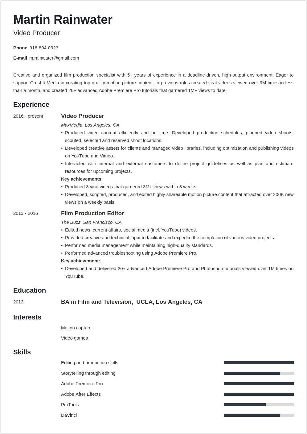 Making A Film Resume With No Film Experience