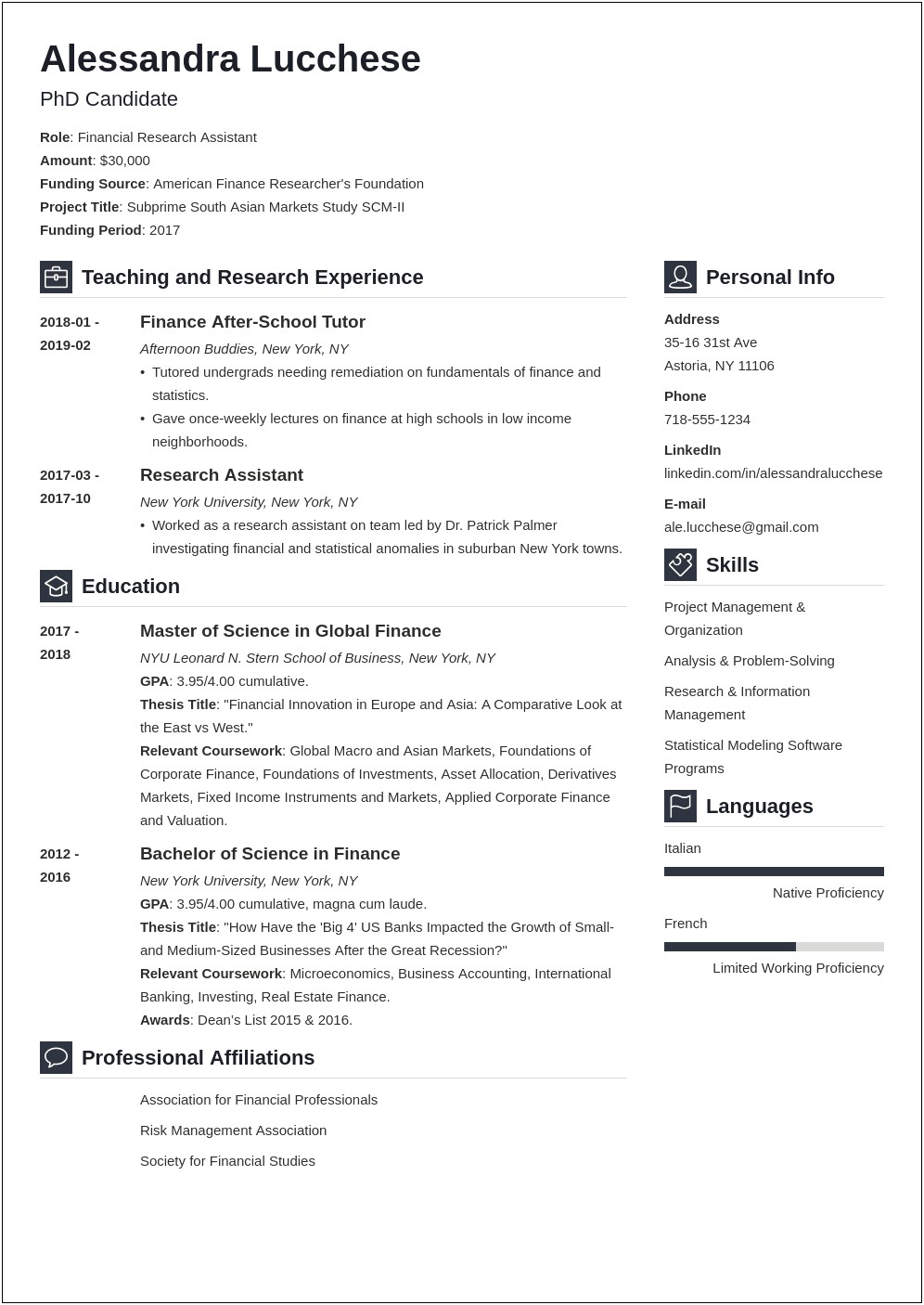 Making A Resume For Graduate School