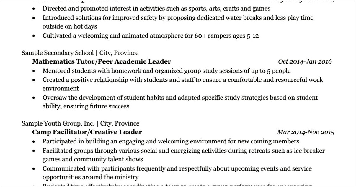 Making A Resume For Junior High School Students