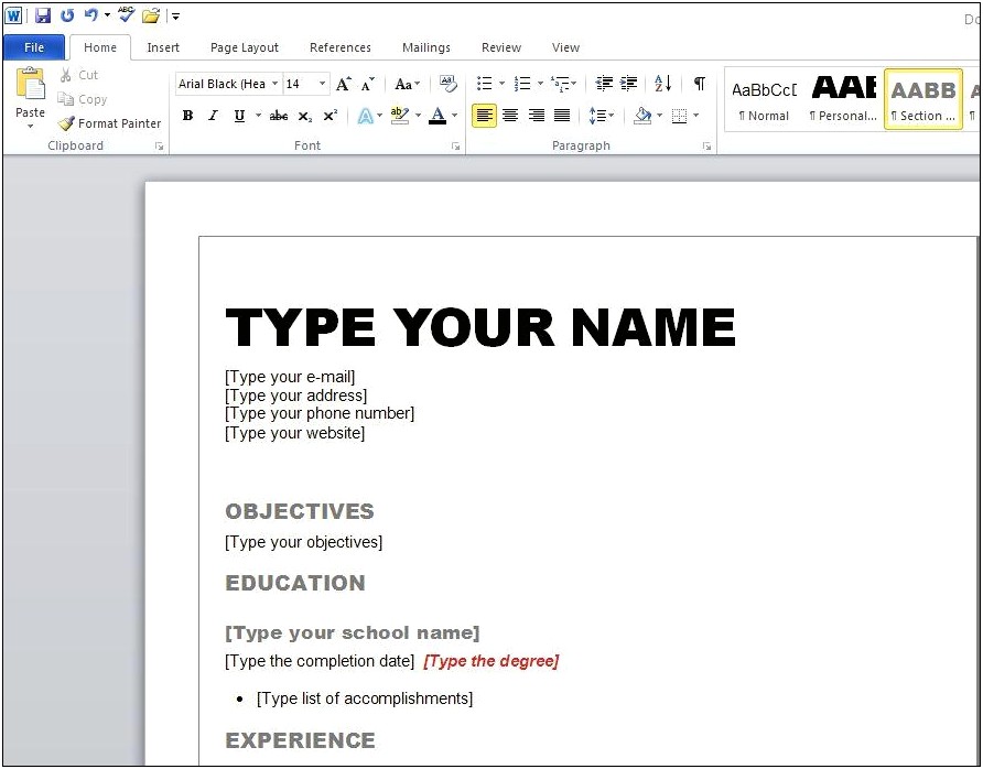 Making A Resume On Microsoft Word 2010