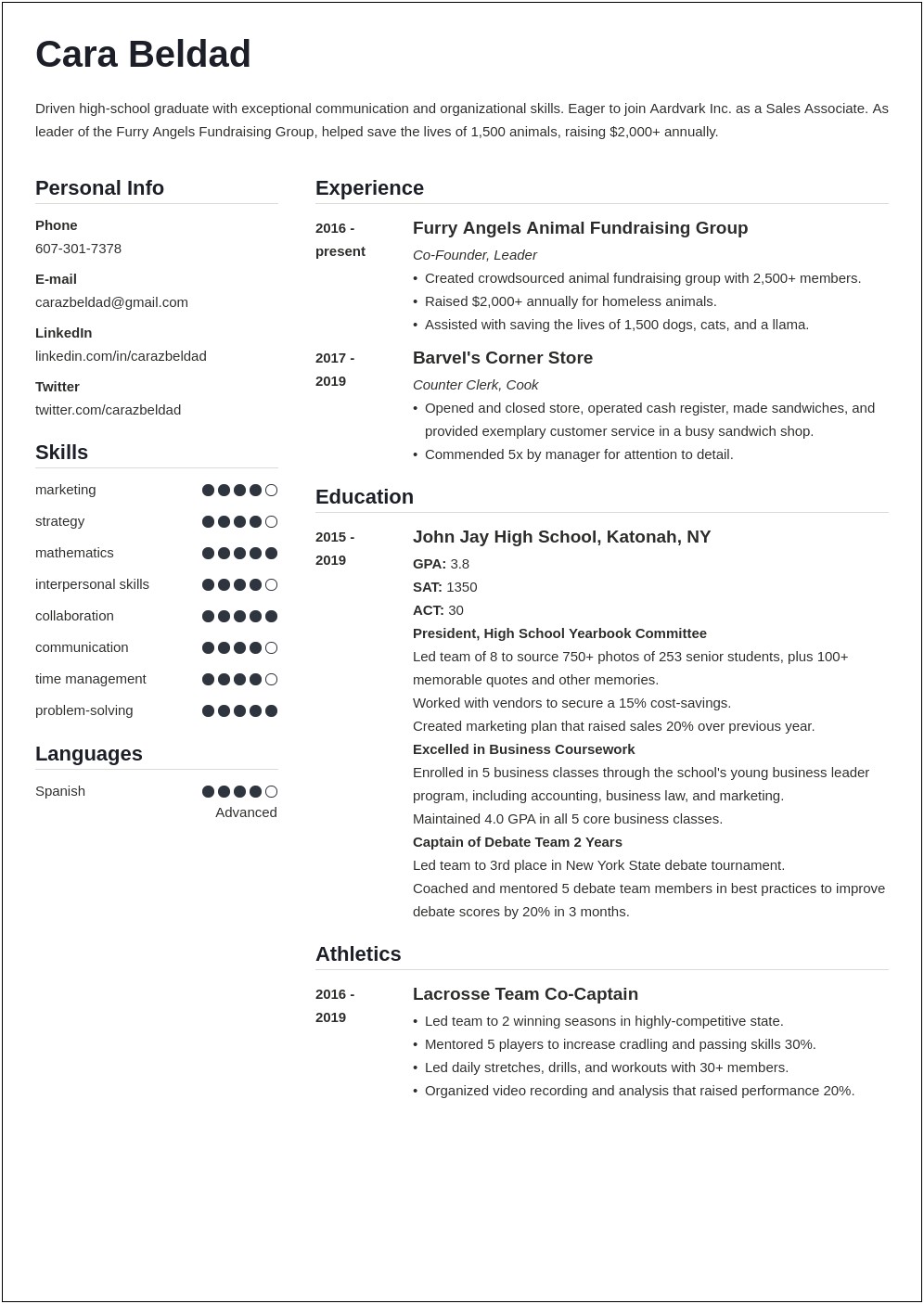 Making A Resume With Little Experience Summary