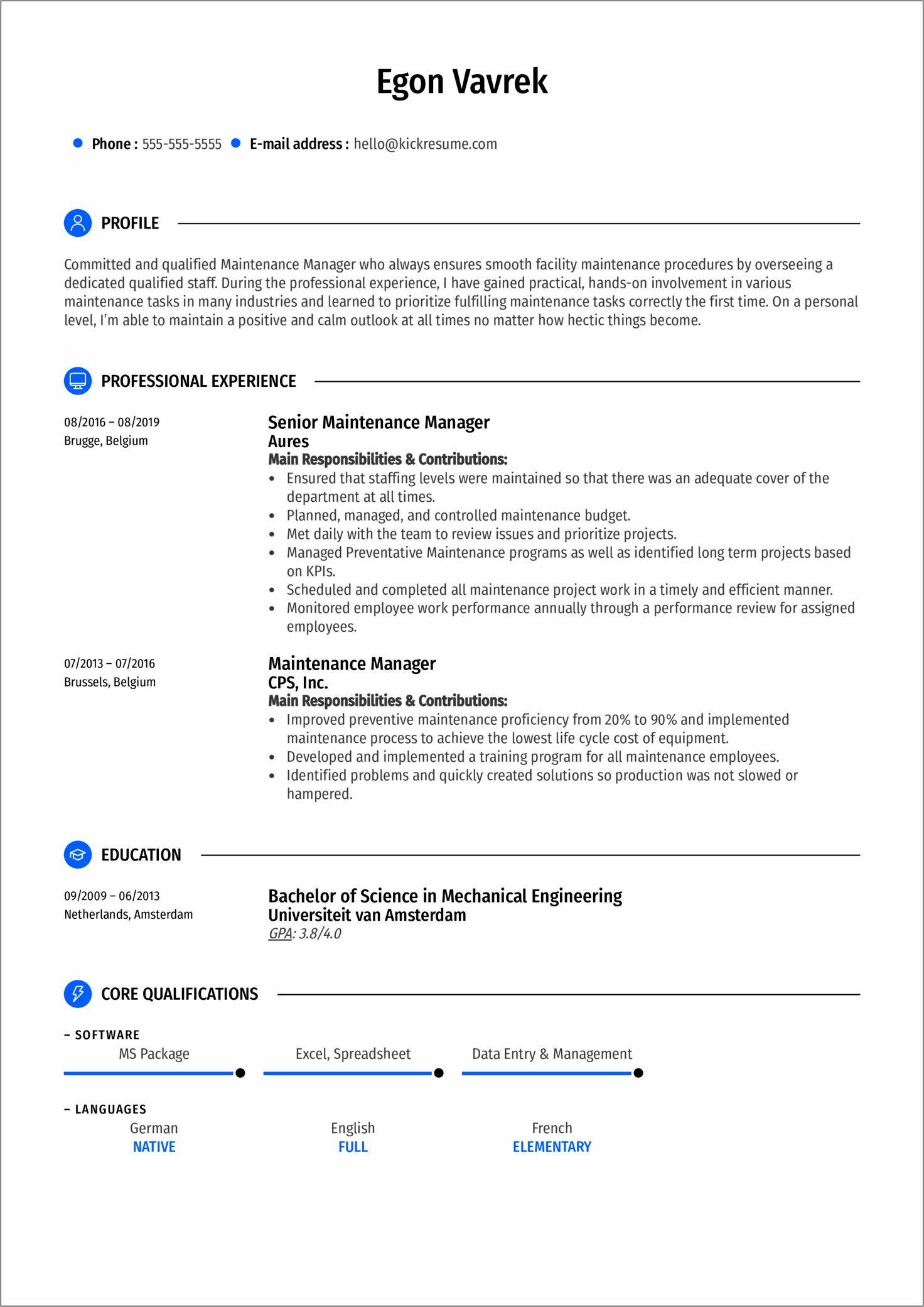Management Resume Summary Of Qualifications