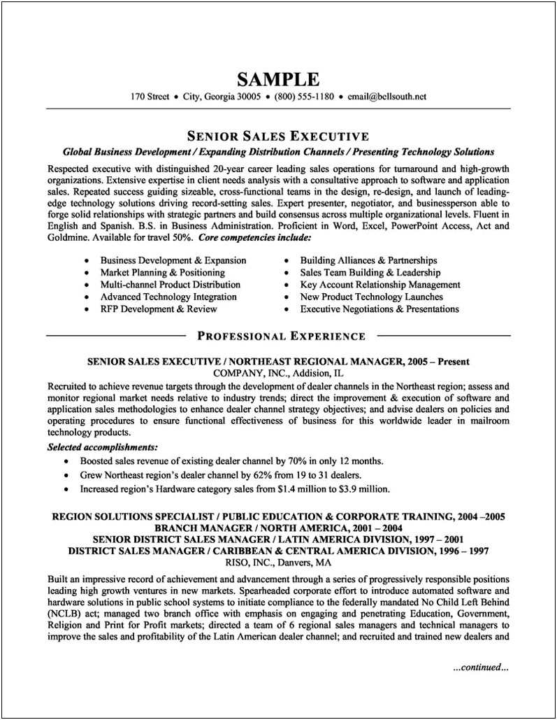 Management Resume With Multi Division