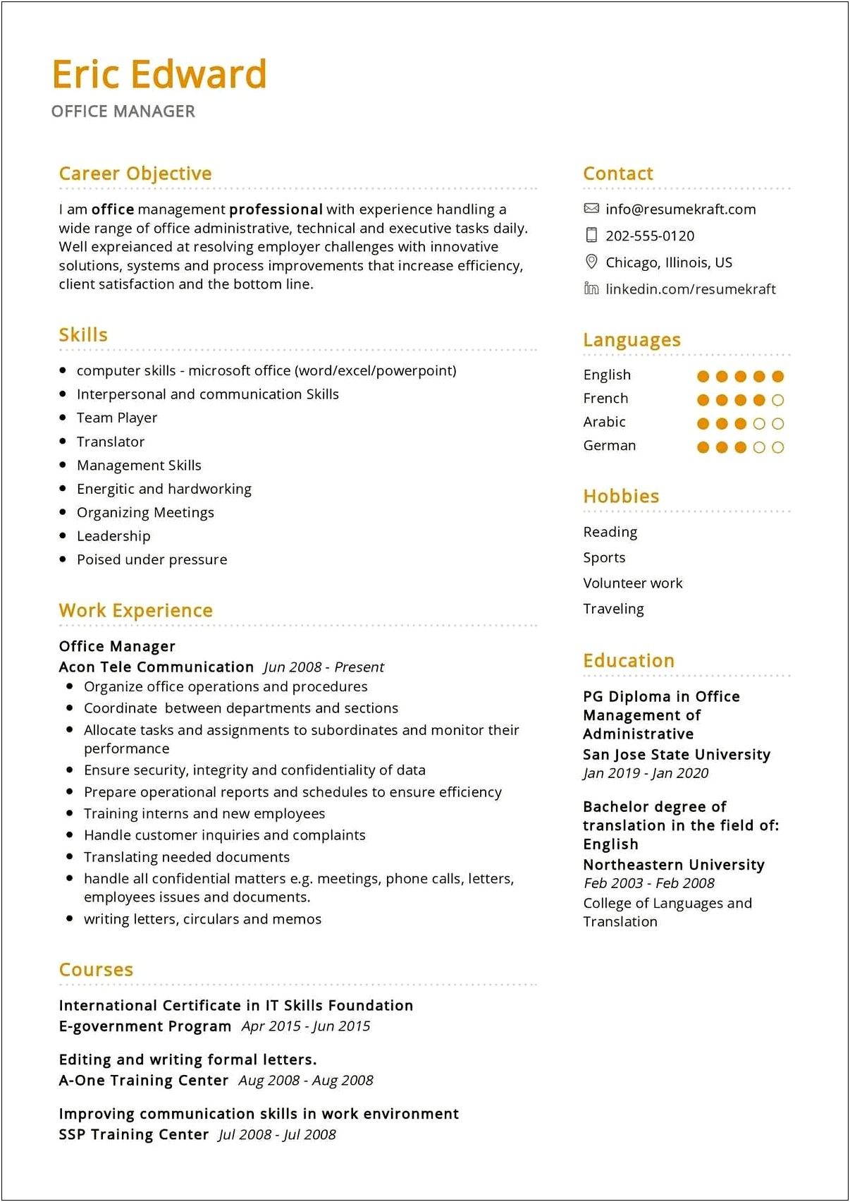 Management Skills In Resume Objective