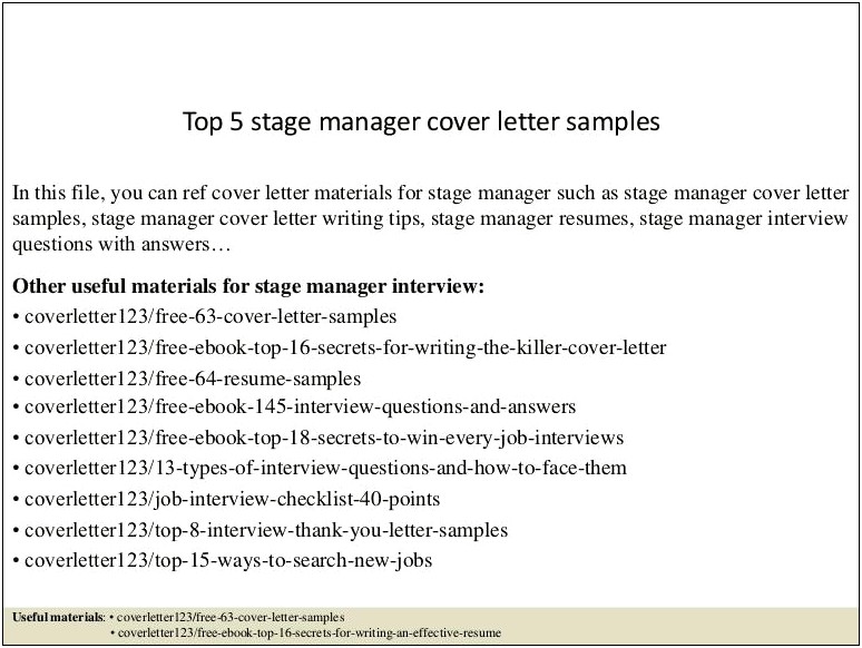 Manager Cover Letter For Resume