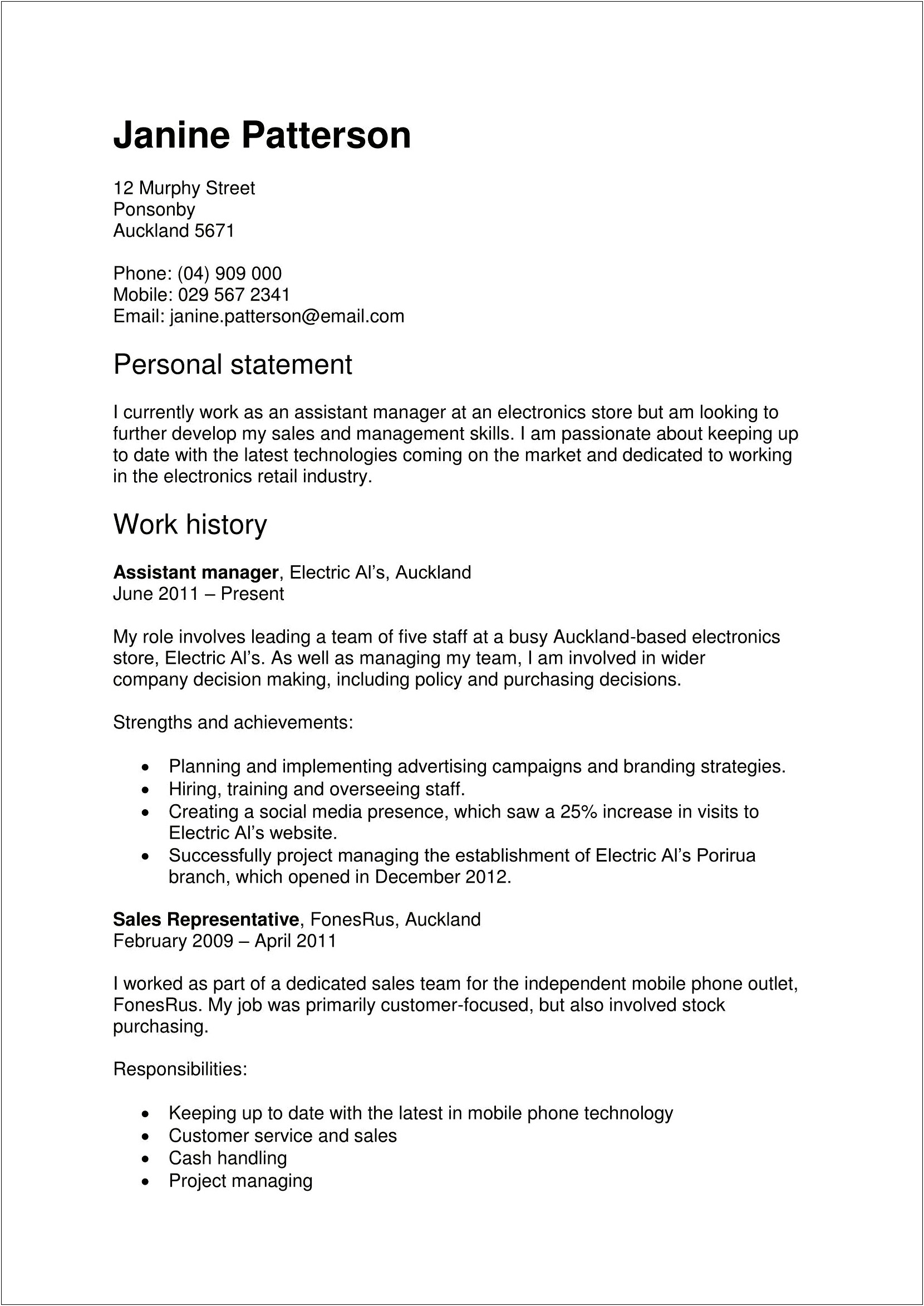 Manager Electricity Call Center Resume