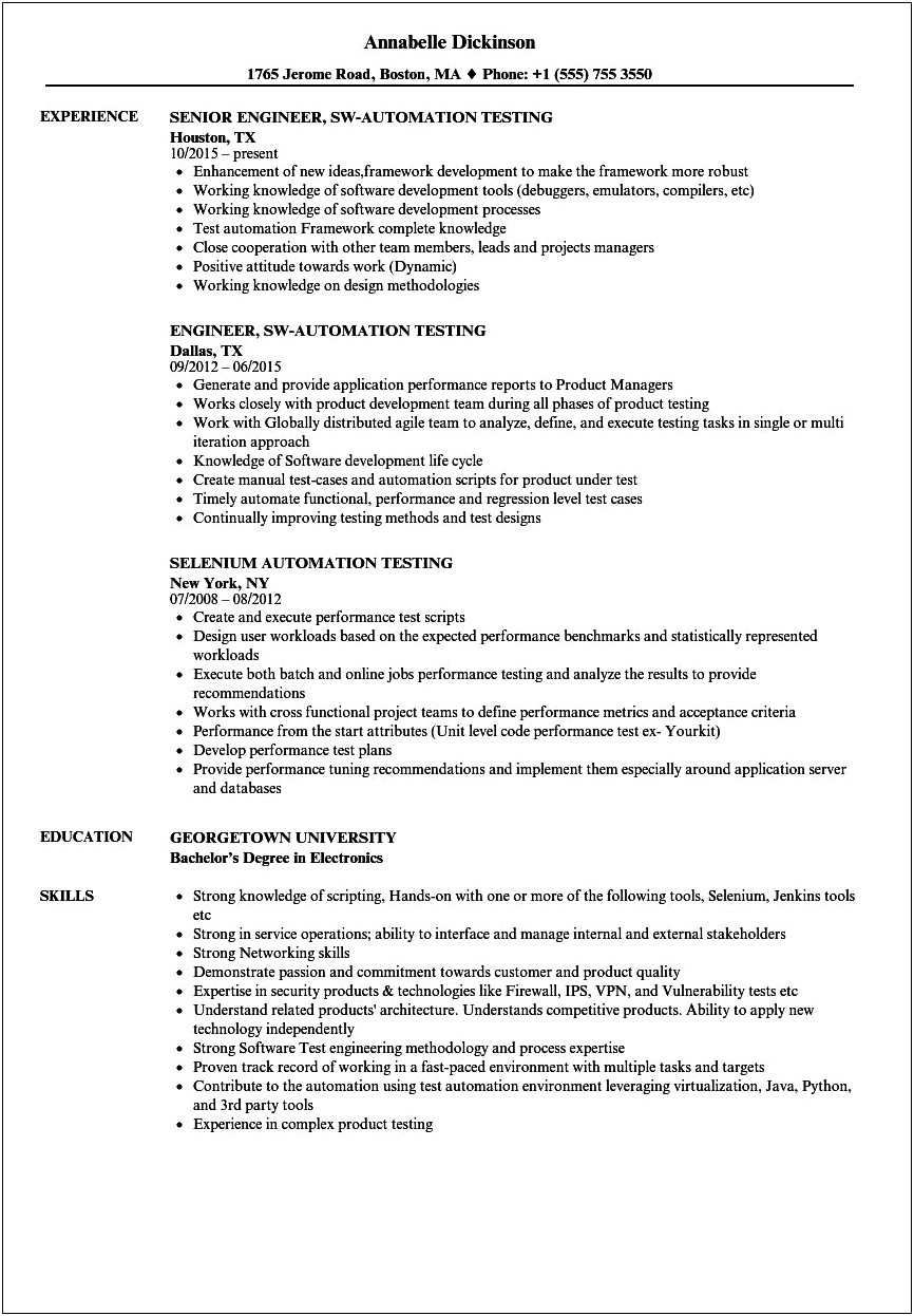 Manual Tester Resume 3 Years Experience
