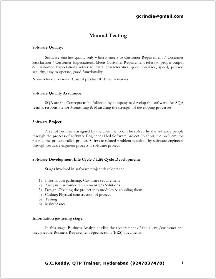 Manual Tester Resume 6 Years Experience
