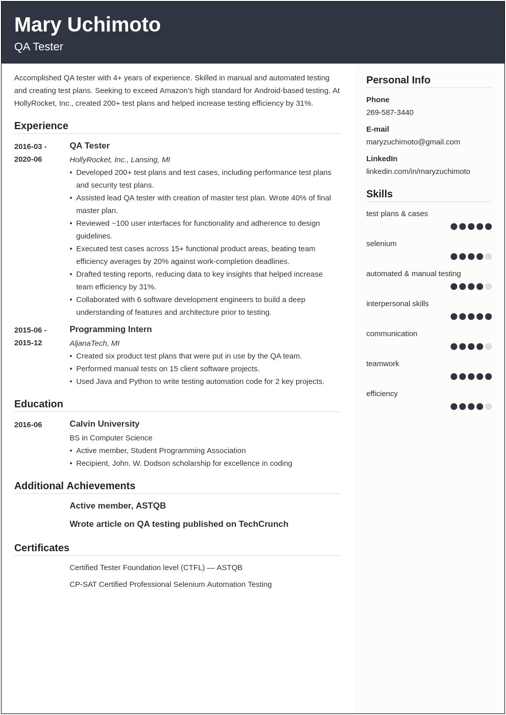 Manual Testing Resume Sample For 4 Years Experience