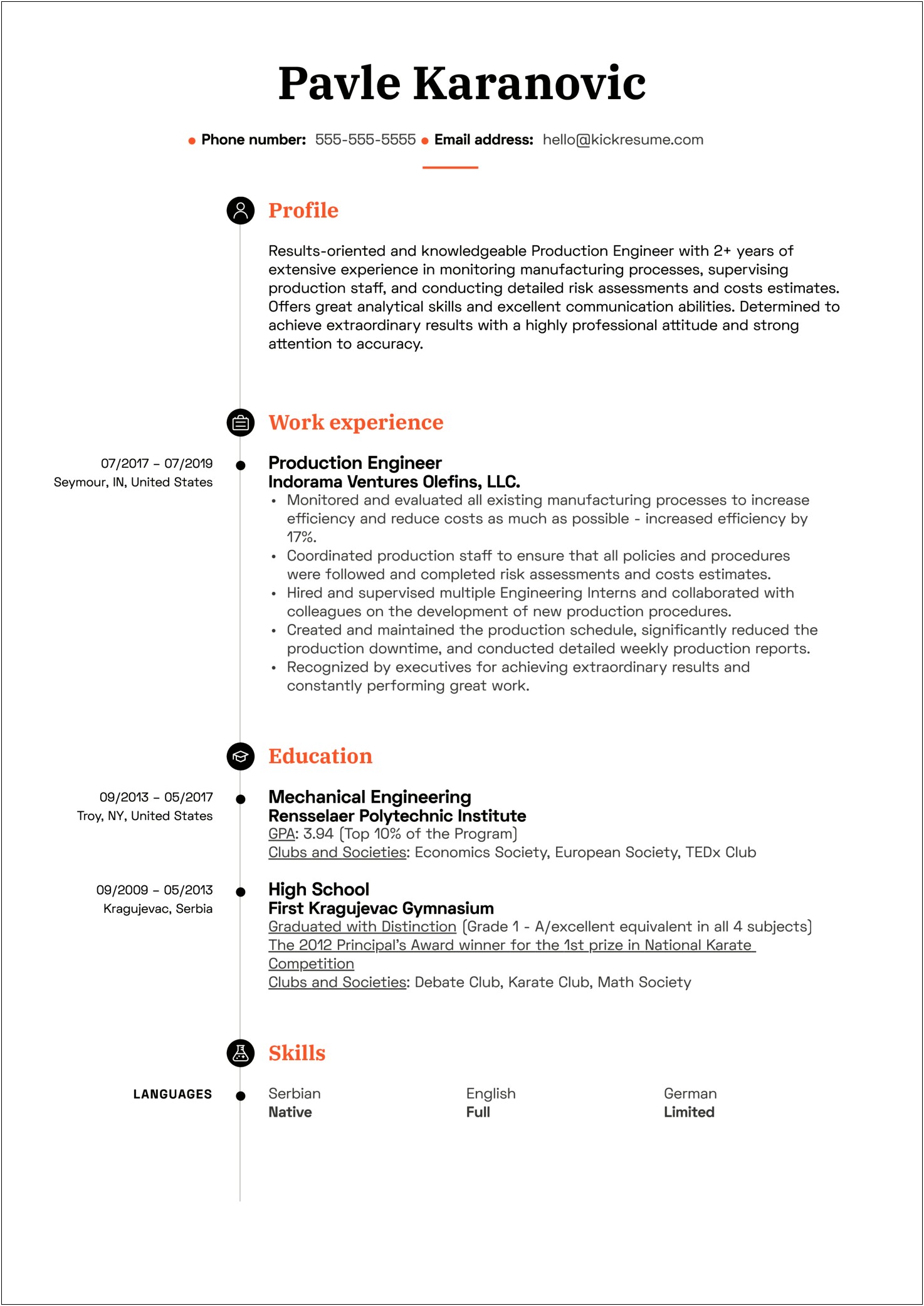 Manufacturing Engineer Resume With No Experience