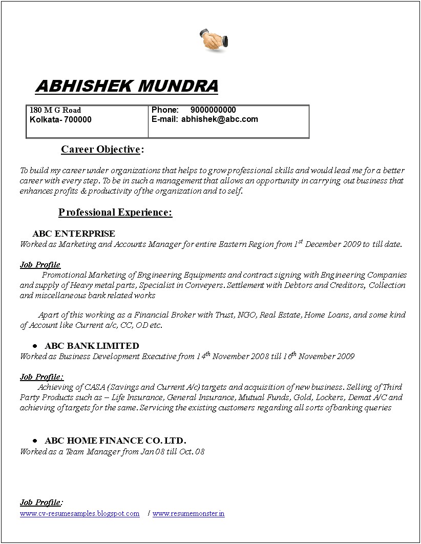 Market Job Description For Resume