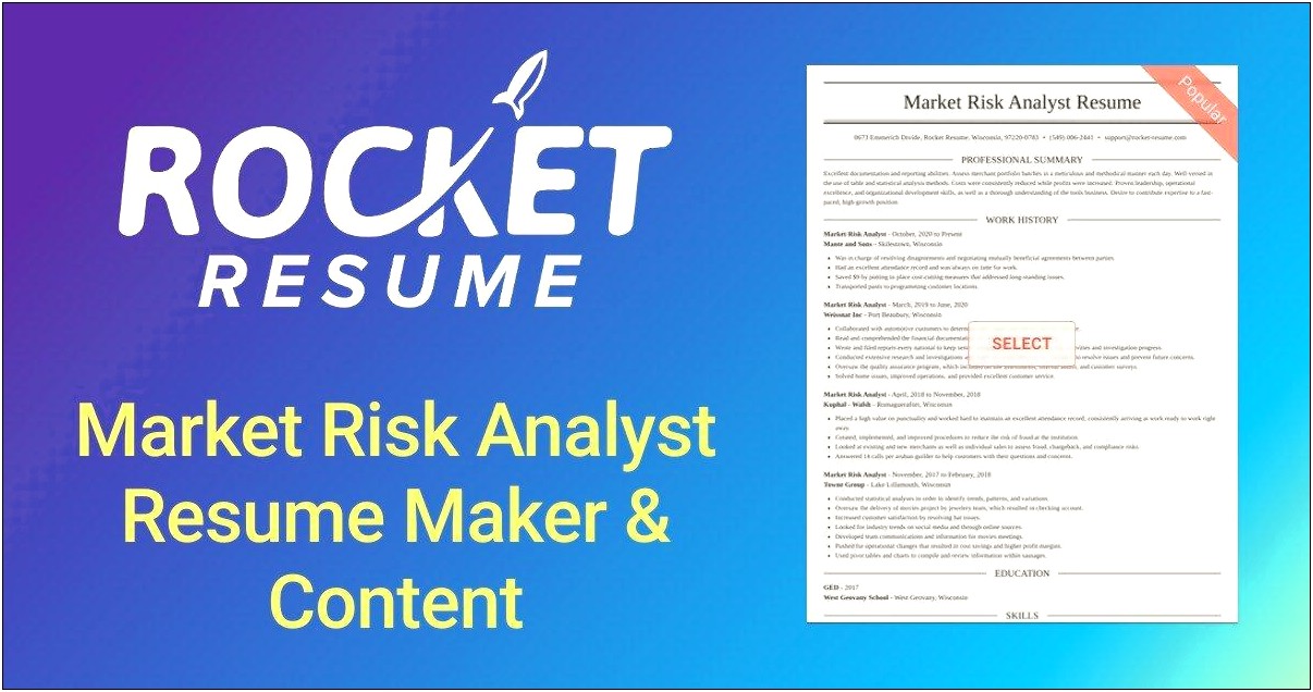 Market Risk Business Analyst Resume Sample