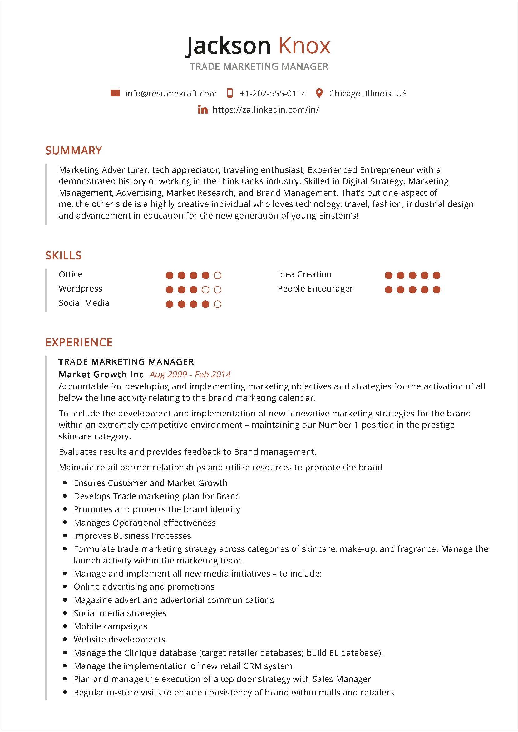 Marketign Manager Resume Product Launch