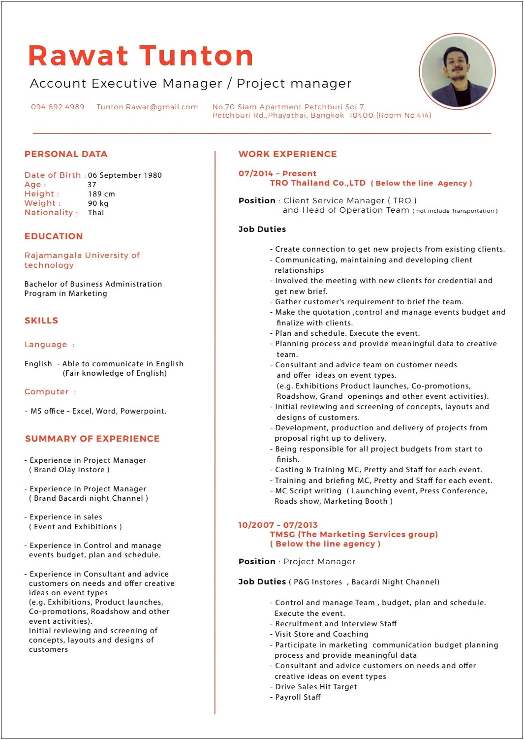 Marketing Agency Project Manager Resume