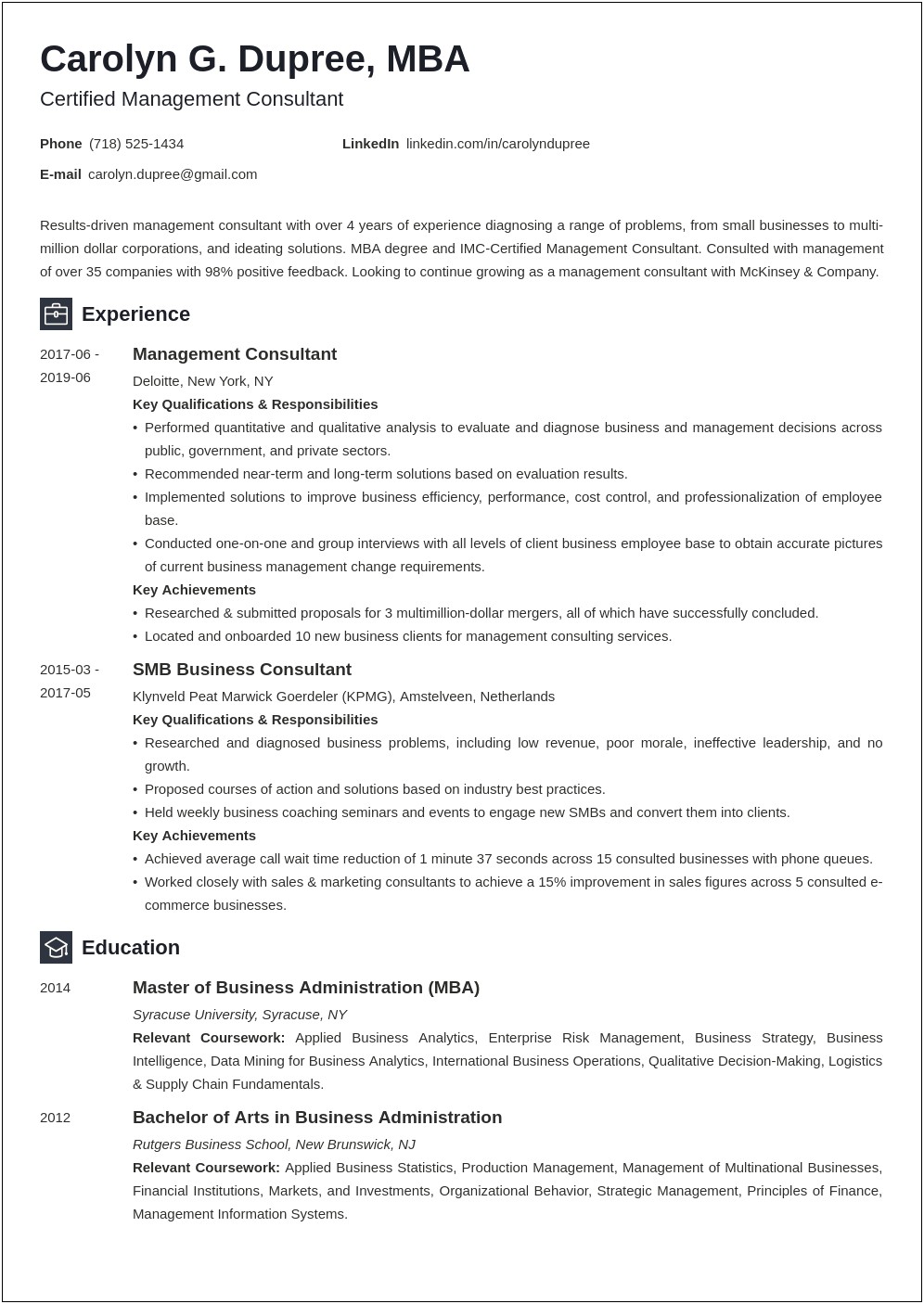 Marketing Consultant Job Description Resume