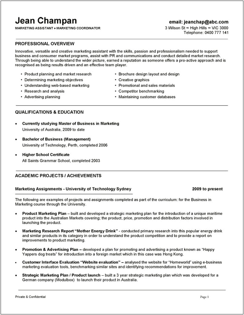 Marketing Job Descriptions For Resume