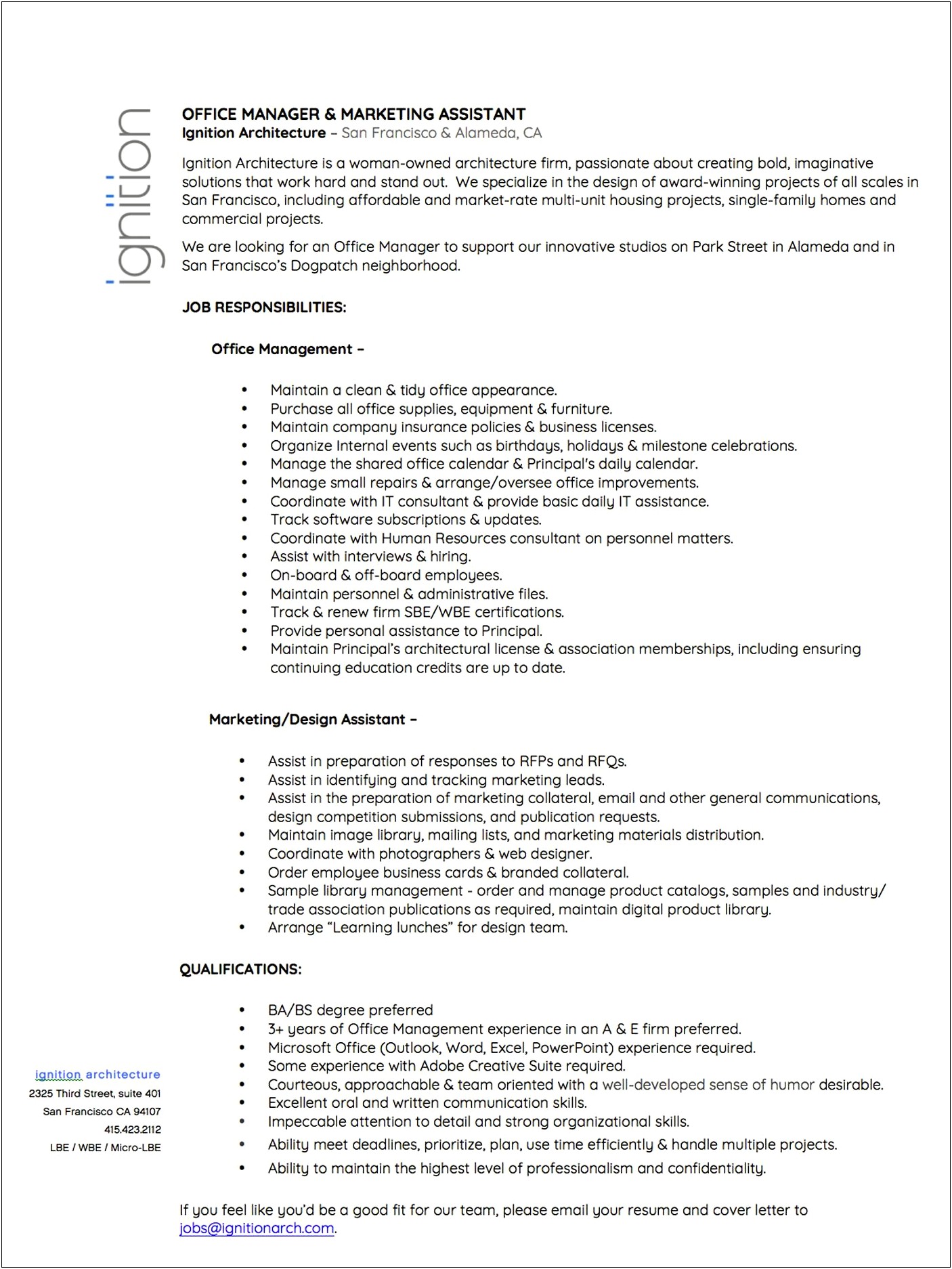 Marketing Manager Architecture Firm Resume
