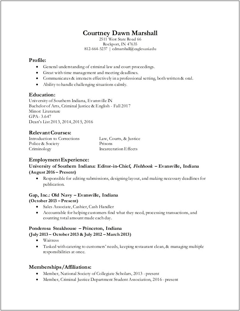 Marshalls Job Description For Resume