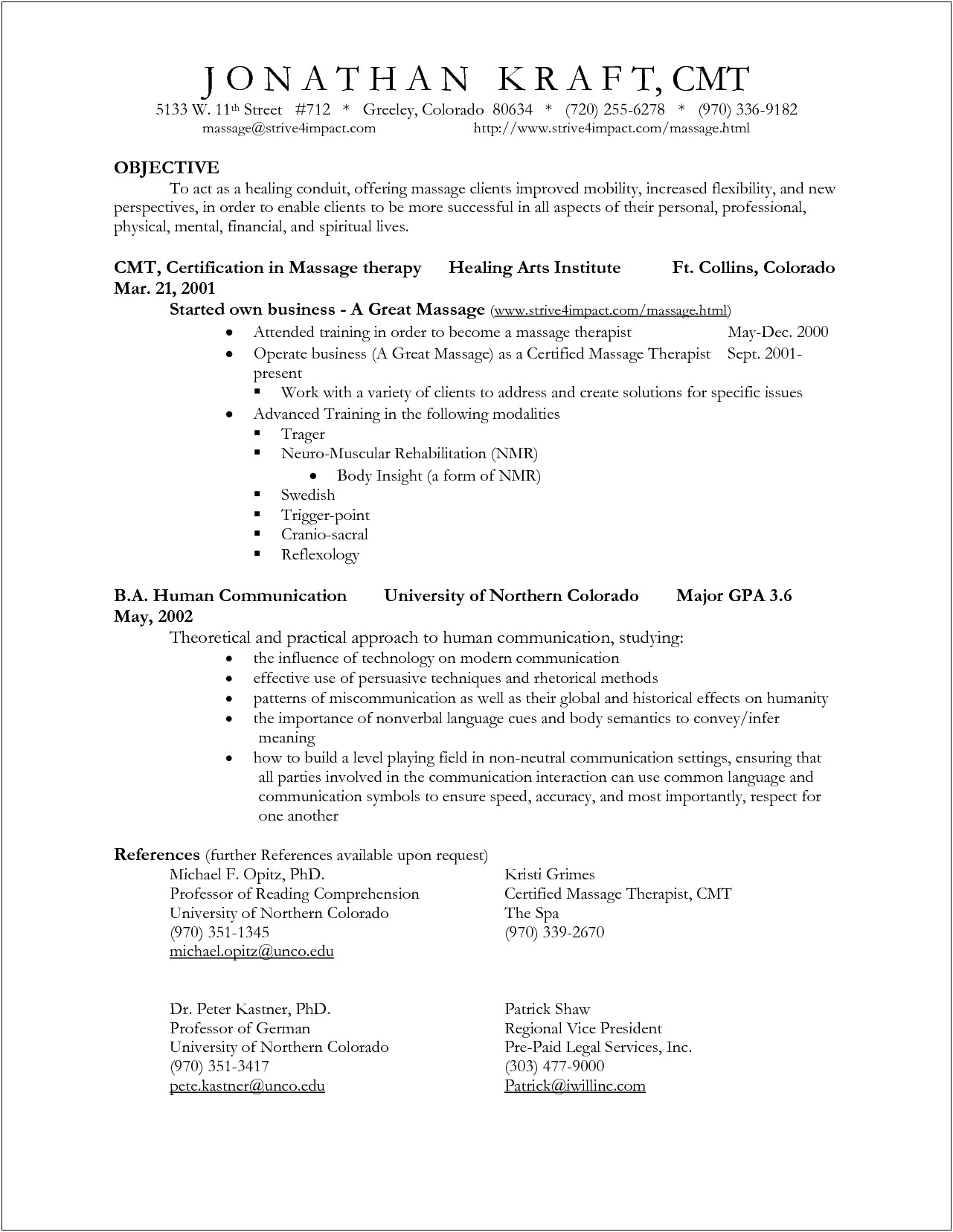 Massage Resume Objective Statement Examples