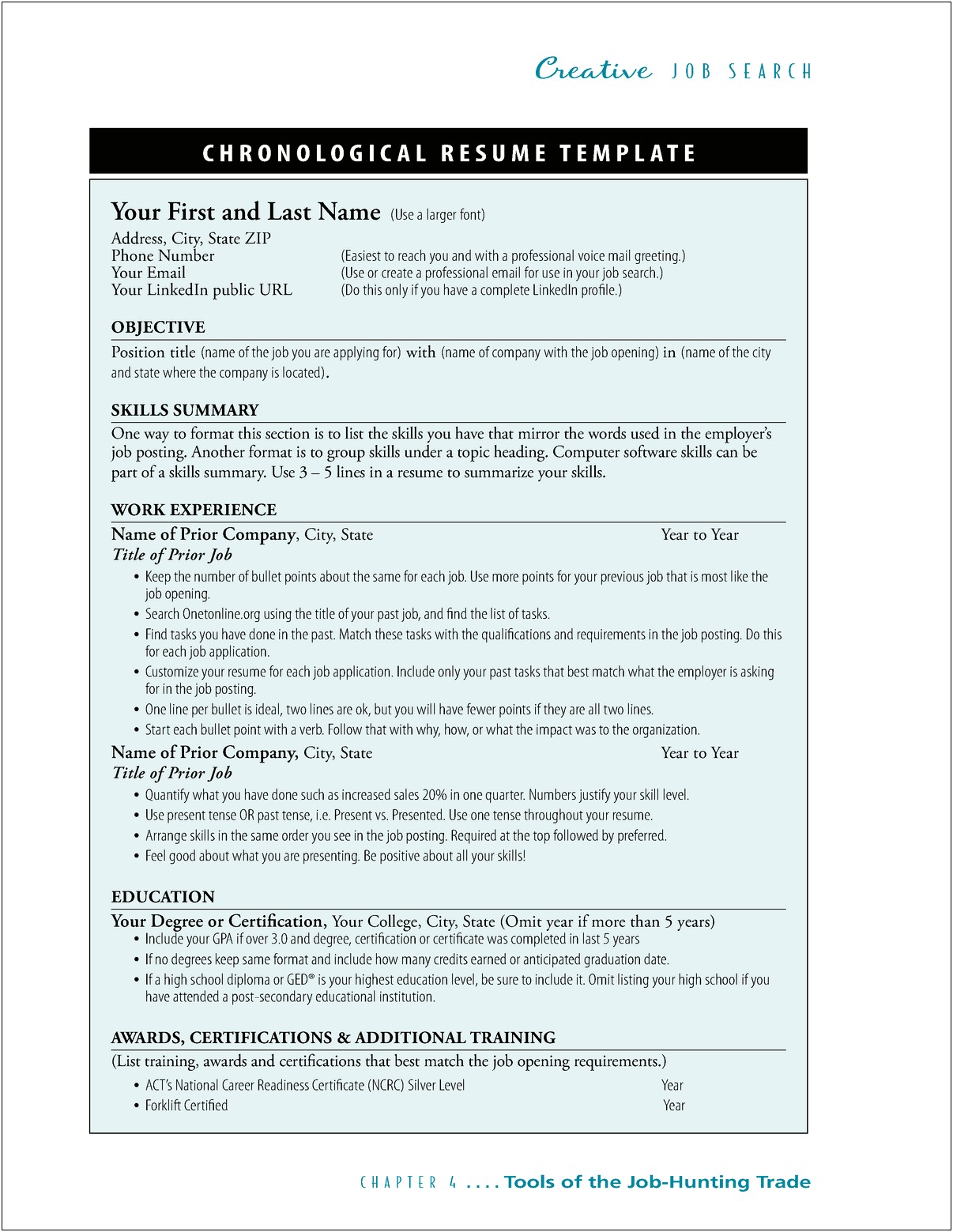 Match Qualifications And Skills To Job Resume Worksheet