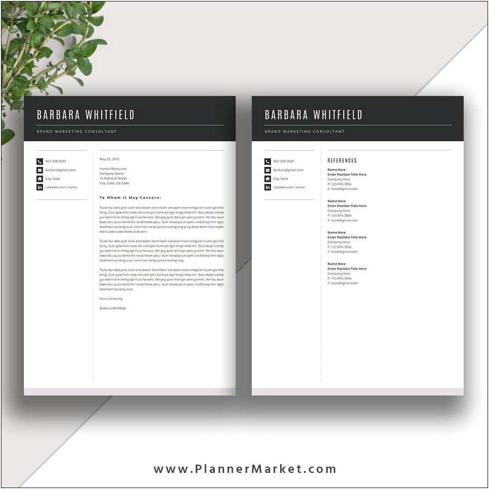 Matching Resume And Cover Letter Templates
