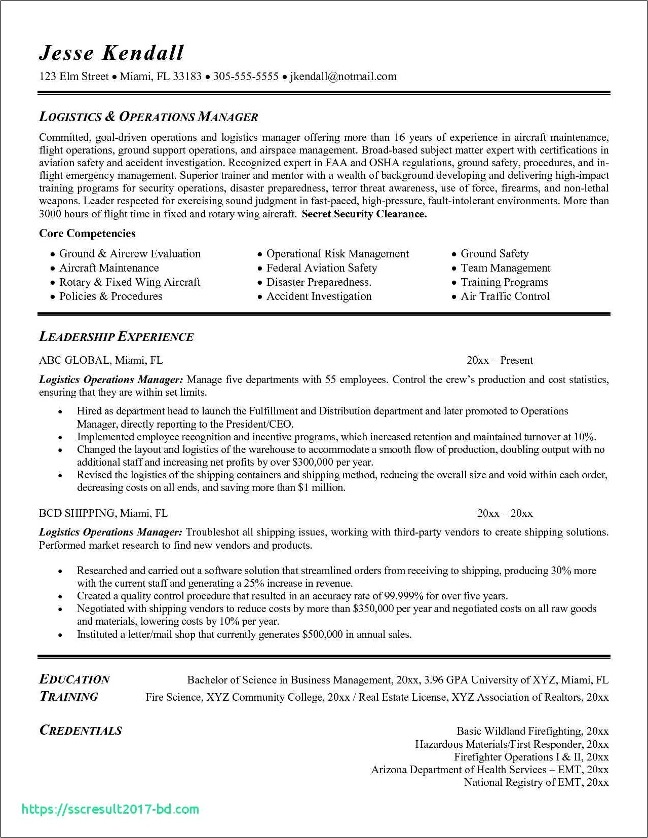 Material Service Coordinator Resume Example