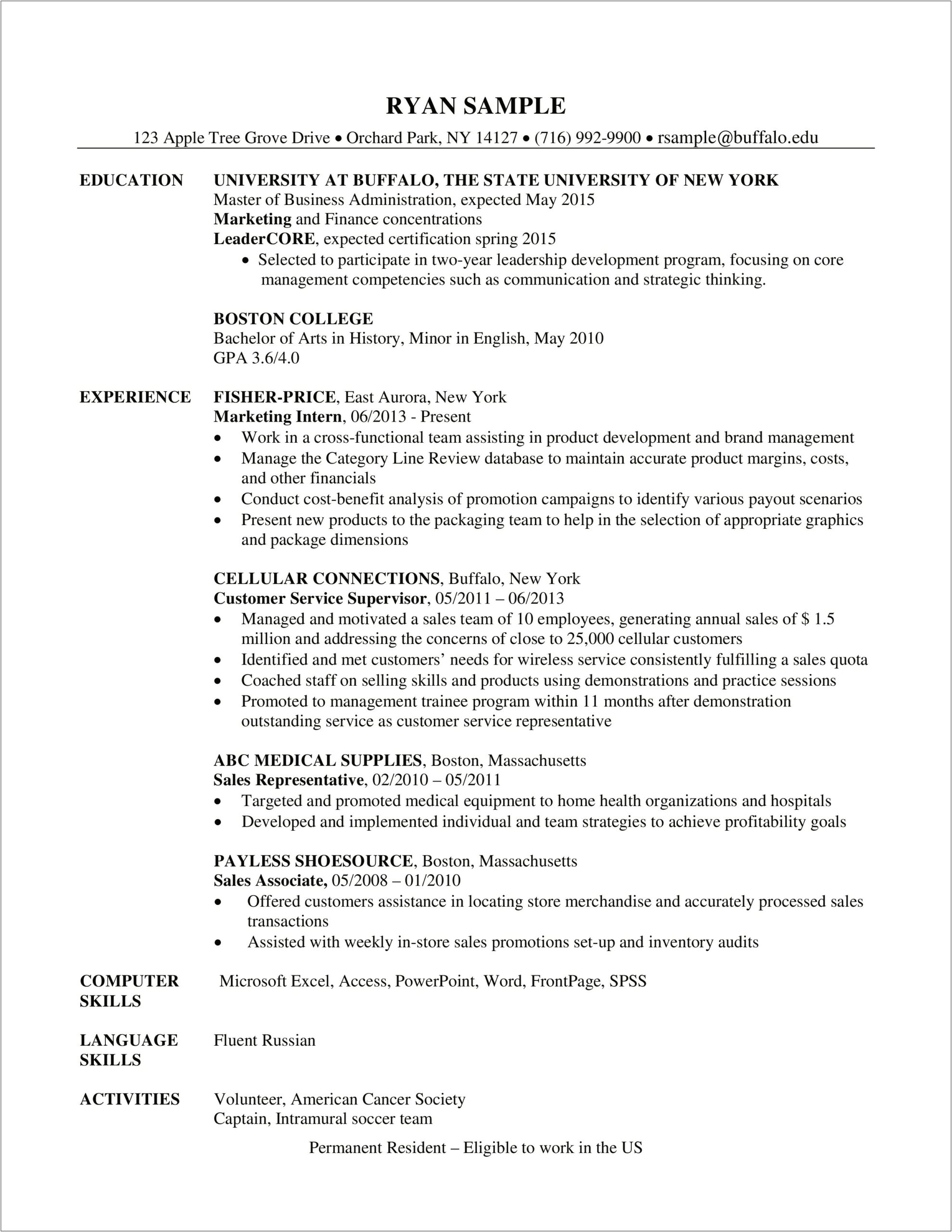Mba Finance Fresher Resume In Word Format