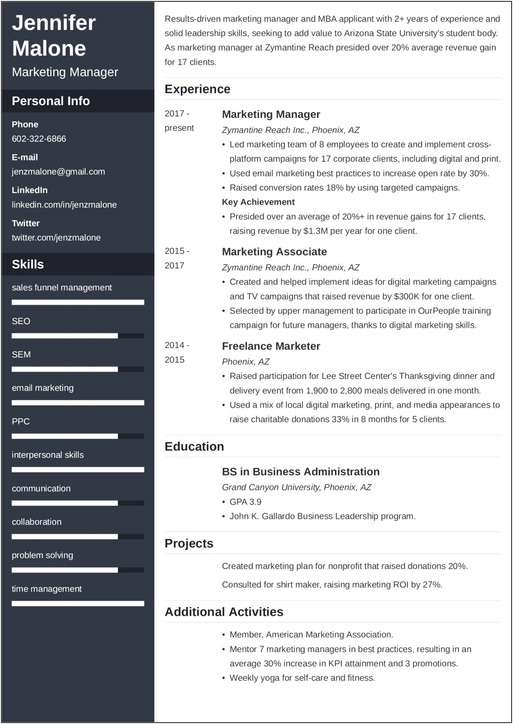 Mba Student Resume For Job