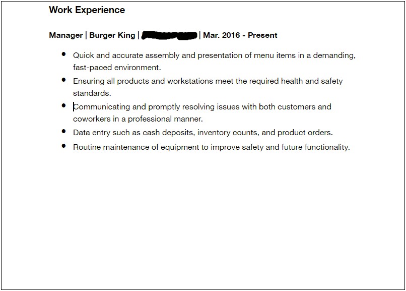Mcdonalds Manager Job Description For Resume