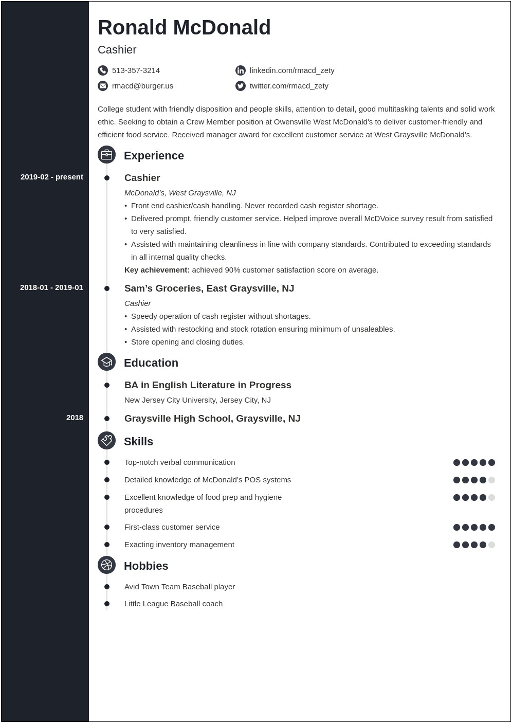 Mcdonald's Manager Resume Samples