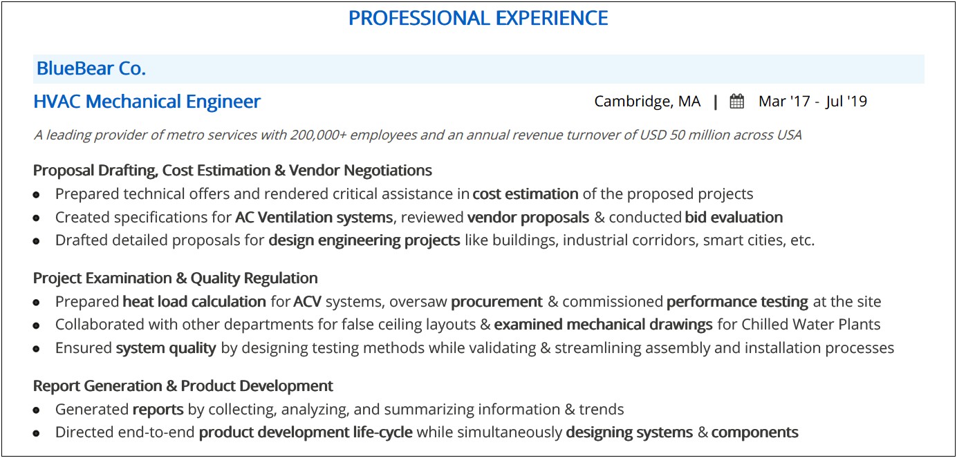 Mechanical Assembly Experience For A Resume