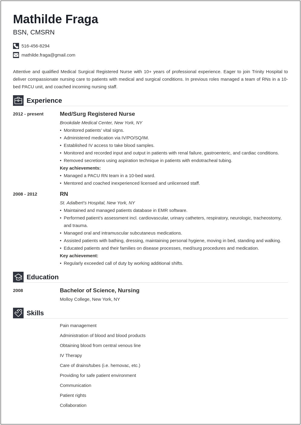 Med Surg Job Description Resume