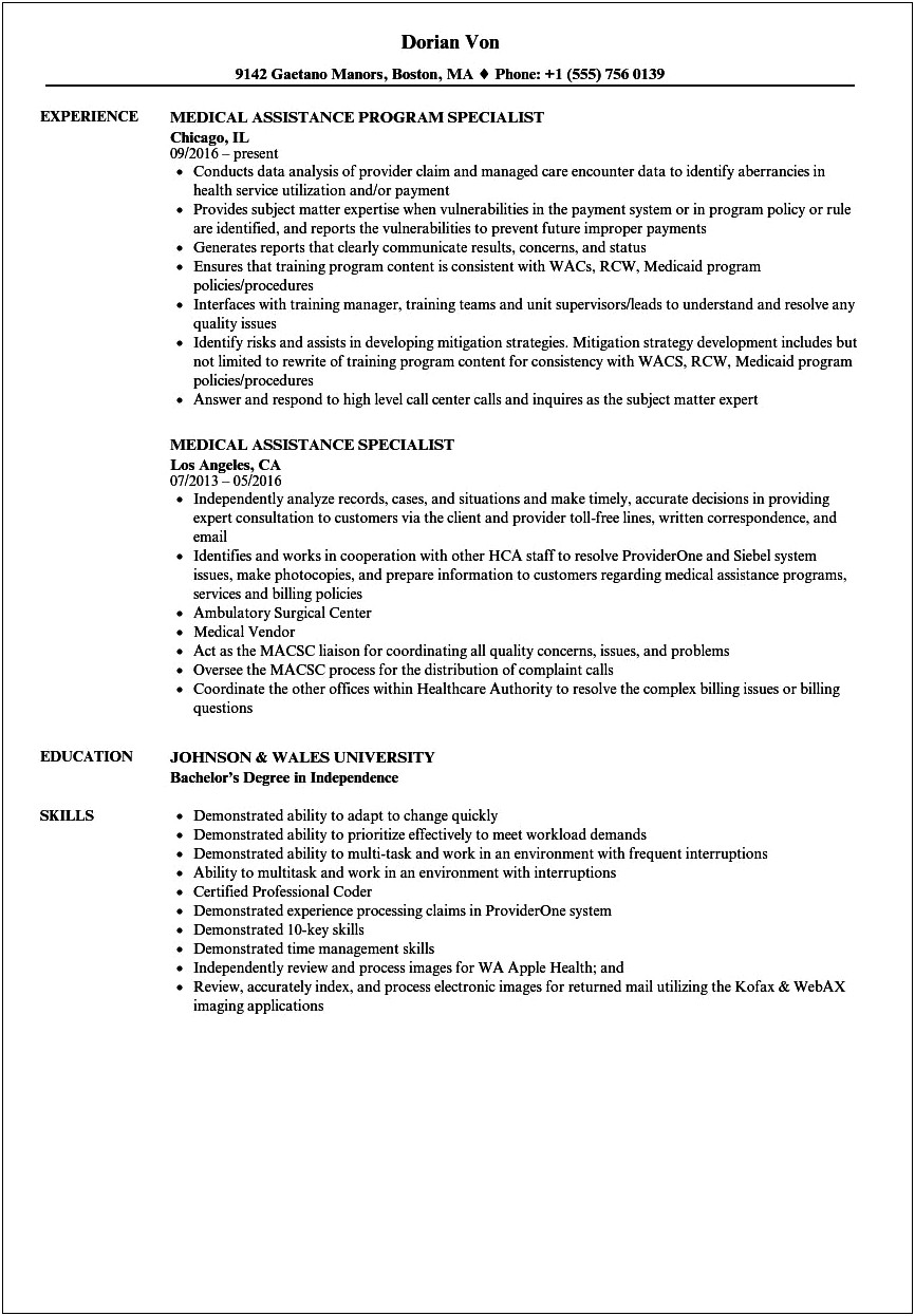 Medicaid Eligibility Coordinator Job Description For Resume