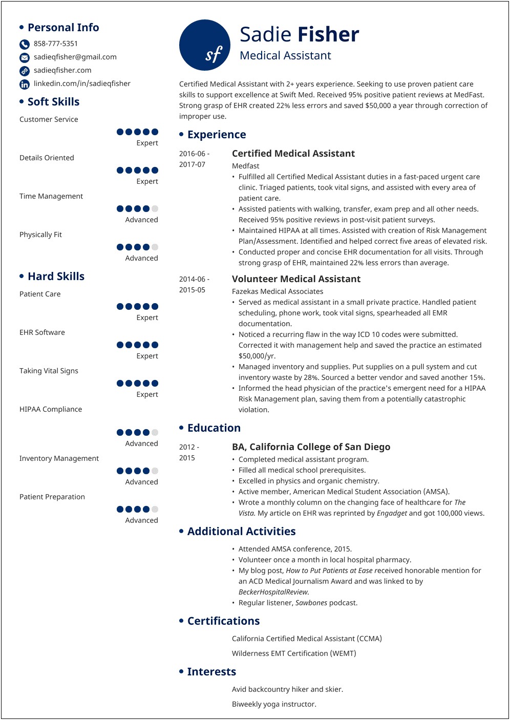 Medical Assistant Resume Examples 2016
