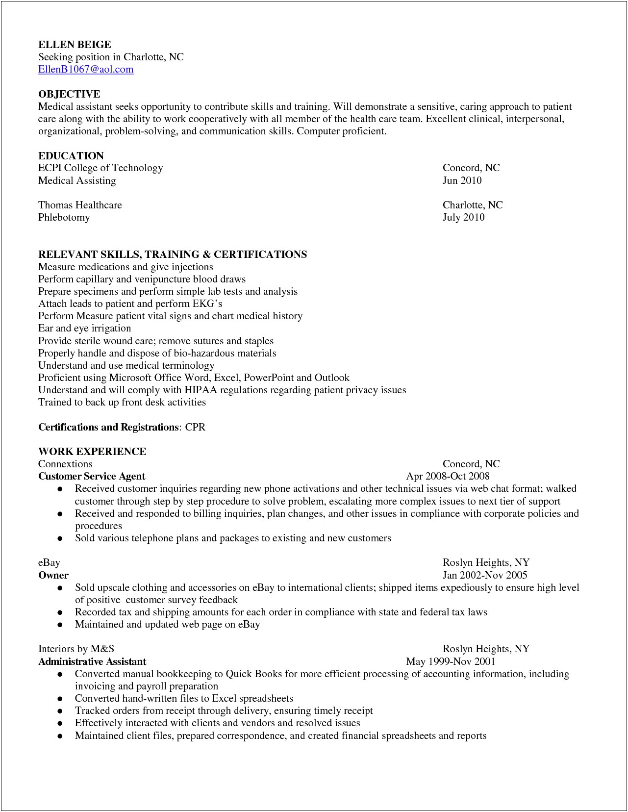 Medical Assistant Skills And Abilities Resume
