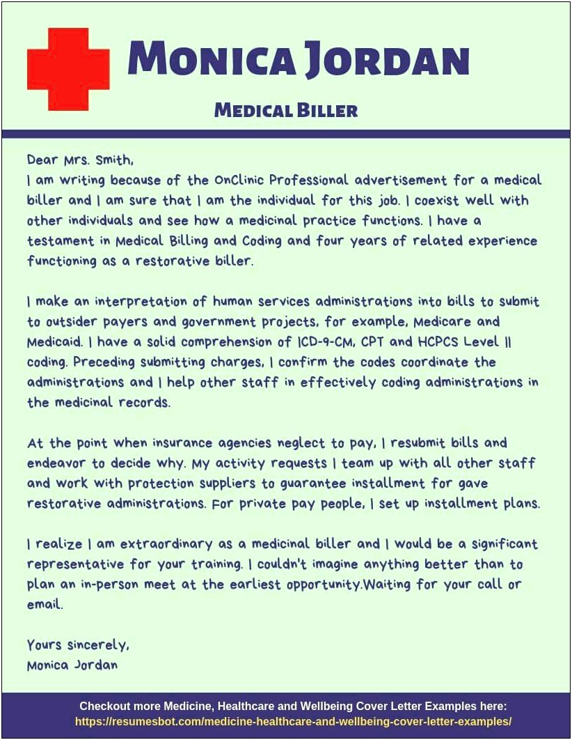 Medical Billing Job Resume Sample