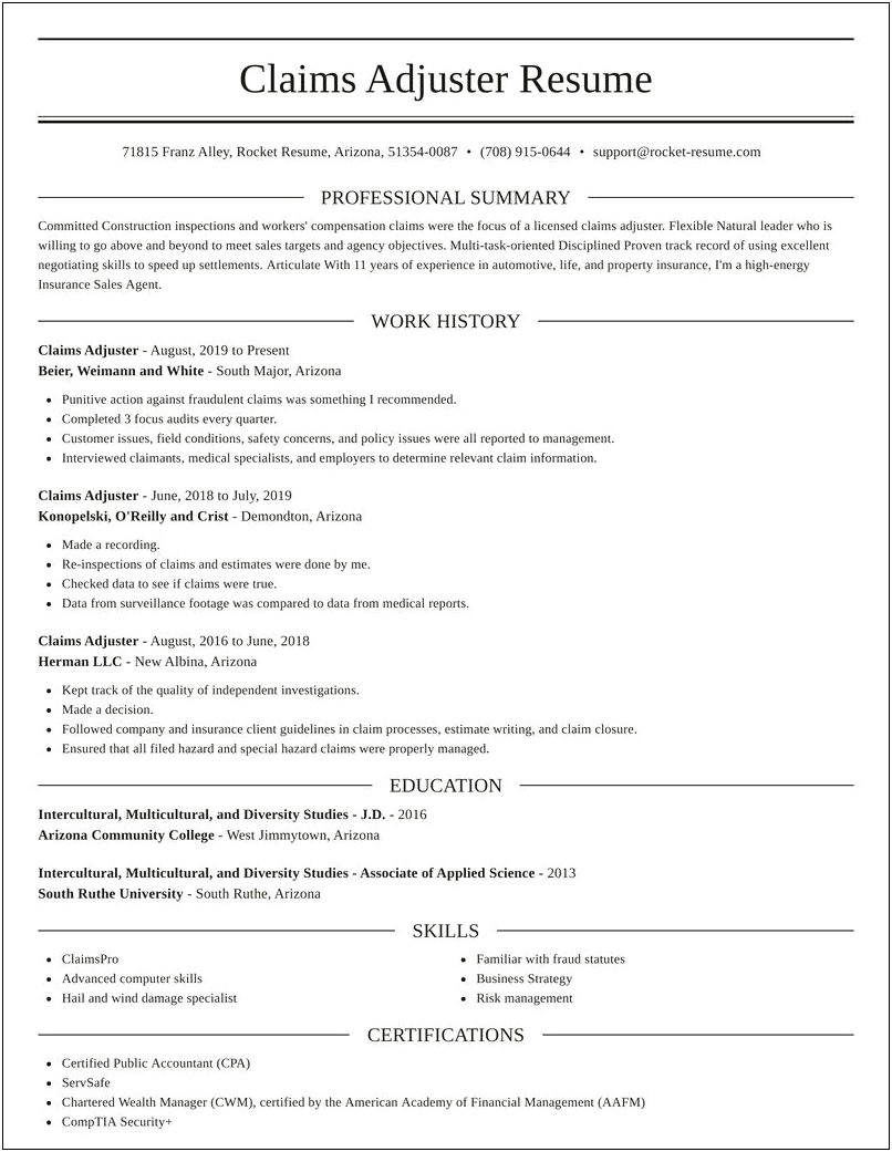 Medical Claims Adjuster Resume Objective
