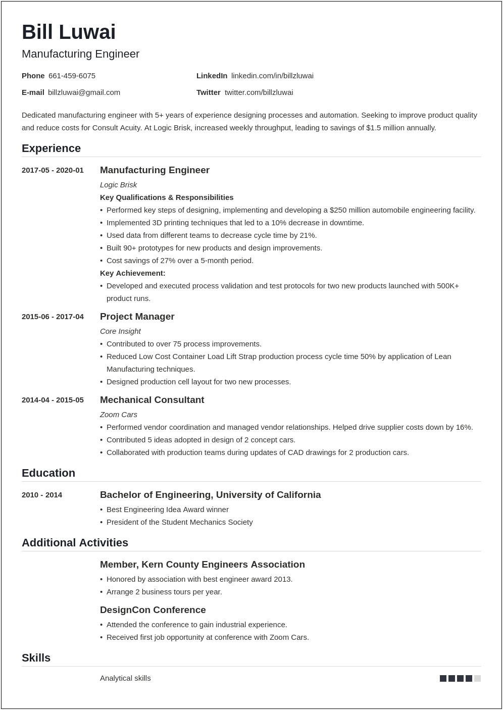 Medical Device Engineer Resume Examples