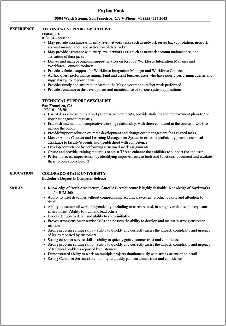 Medical Equipment Technical Support Specialist Resume Samples