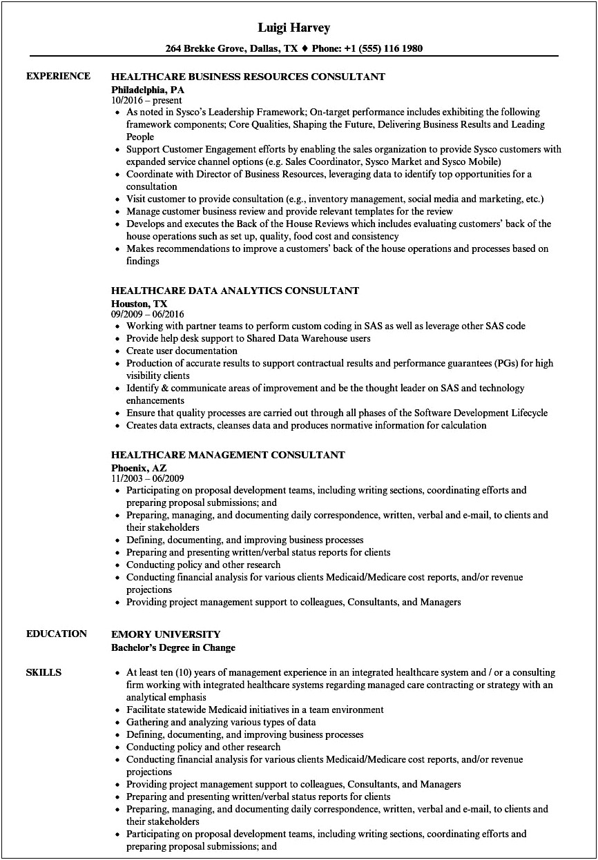 Medical Practice Marketing Consultant Resume Examples