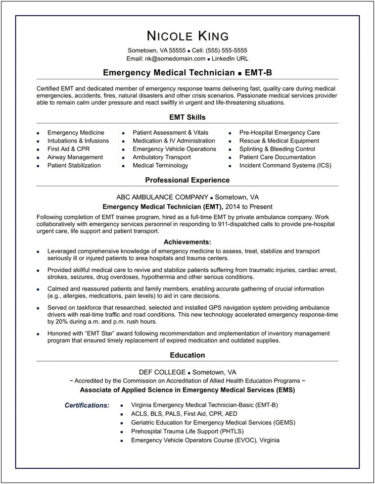 Medical Transport Job Description For Resume