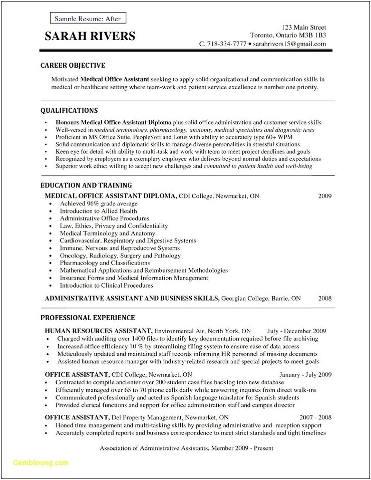 Medicla Office Assistant Resume Objective